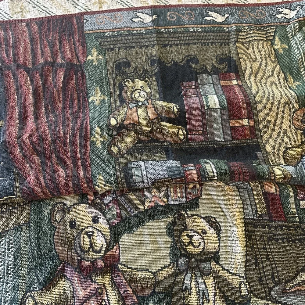 Vtg The Bears Den Lg Christmas Tapestry Teddy Bears Moon Stars Dalmatian Throw